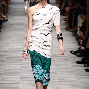 MISSONI RUNWAY Silk Off-the-Shoulder Print Dress